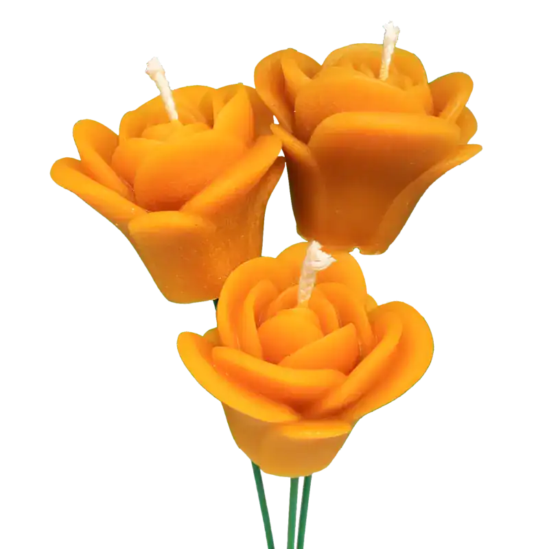 Świeca w kształcie róży z naturalnego wosku pszczelego, idealna na prezent.