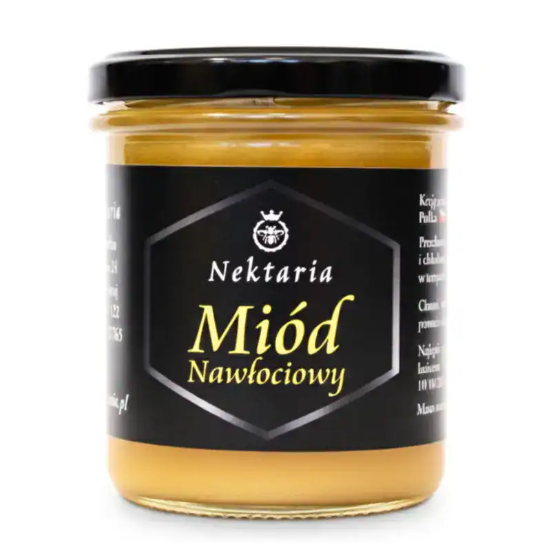 Czysty miód nawłociowy naturalny produkt pszczeli pszczelarstwa.