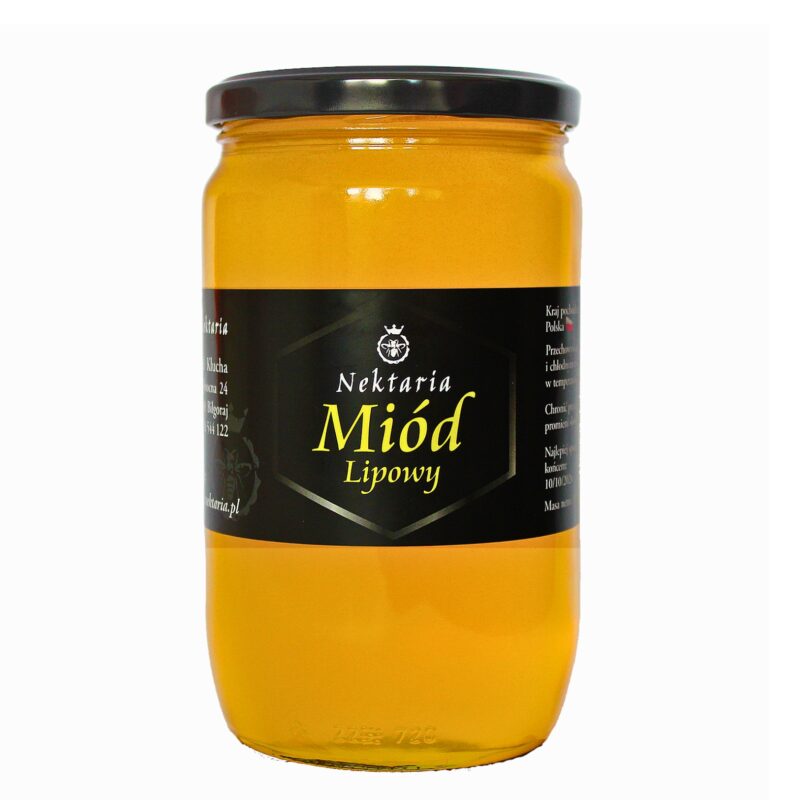 Nektaria Miód Lipowy - naturalny miód lipowy w słoiku, produkt pszczeli wysokiej jakości.