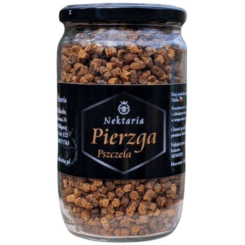Pierzga pszczela suszona w słoiku - naturalny suplement diety od pasieki Nektaria.