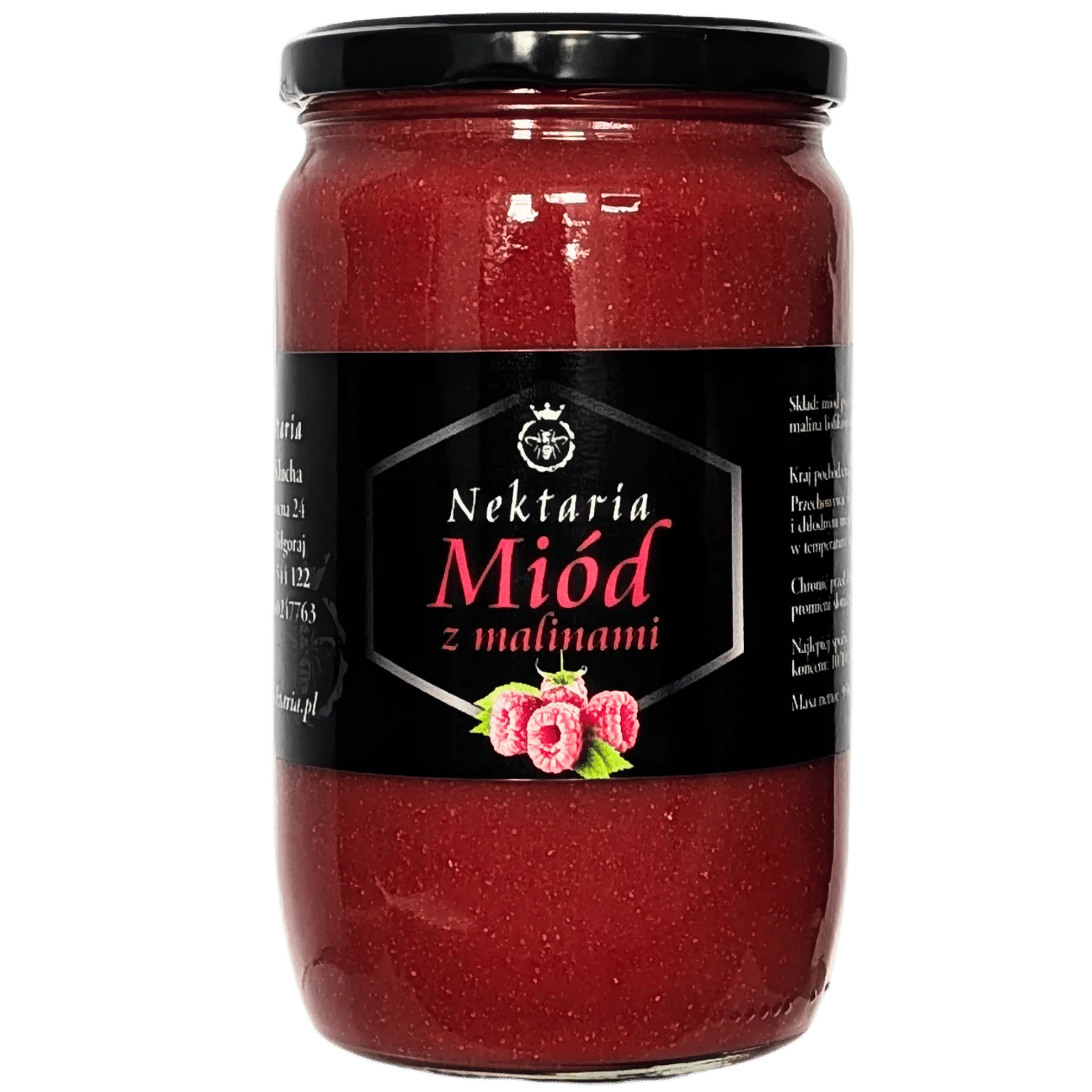 Miód z malinami liofilizowanymi 950g z pasieki nektaria